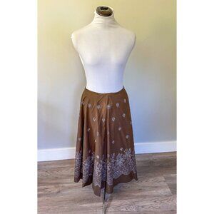 Vintage 90's Brown Midi Circle Skirt